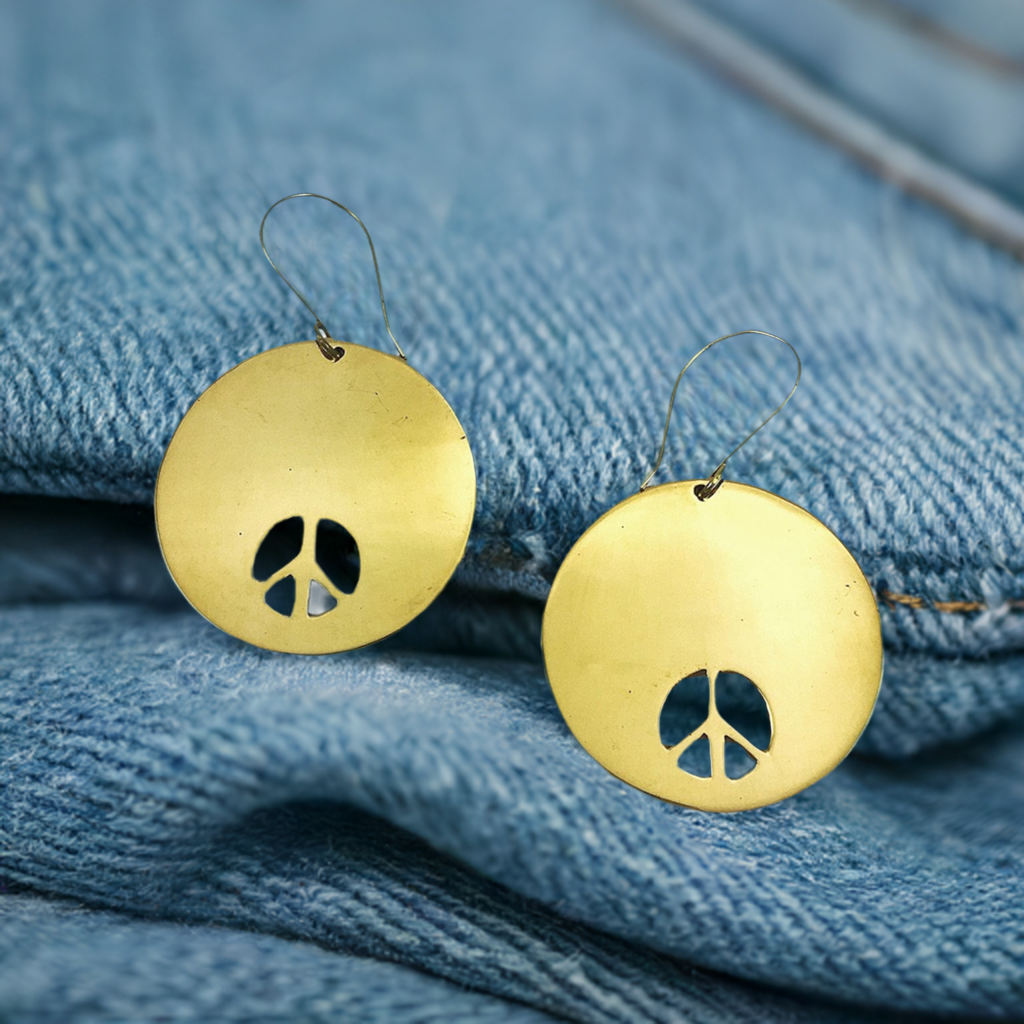 Peace symbol earrings go great with denim