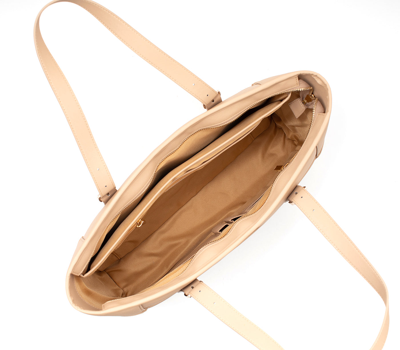 Miley - Light Brown Vegan Leather Laptop Bag interior