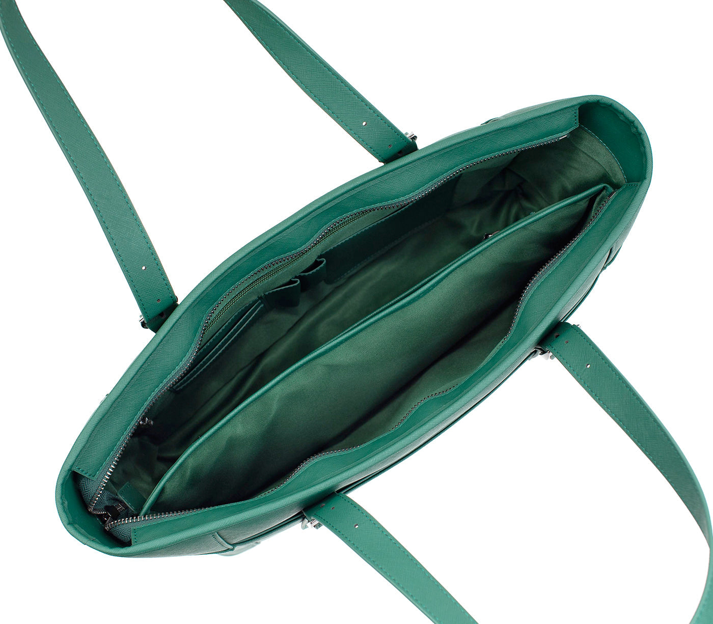 Miley - Dark Green Vegan Leather Laptop Bag interior