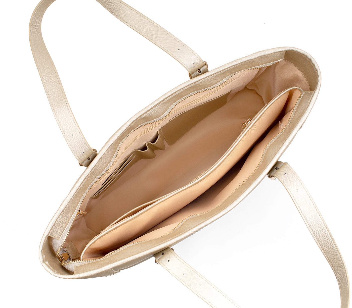 Miley - Gold Vegan Leather Laptop Bag interior